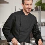 Black Long Sleeve Chef Jacket (Hidden Press Studs) (1)