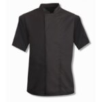 Black Long Sleeve Chef Jacket (Hidden Press Studs) (2)