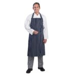Navy Blue Striped Blue Butcher’s Apron (100% Cotton) (1)