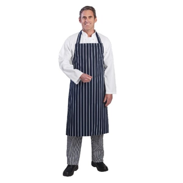 Navy Blue Striped Blue Butcher's Apron (100% Cotton) (1)
