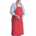 Red & White Striped Blue Butcher’s Apron (100% Cotton) (1)